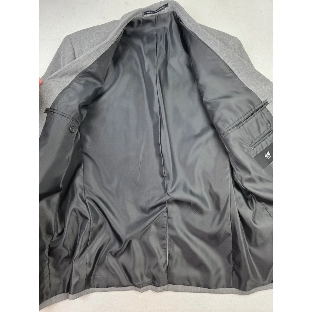 H&M Sport Coat Blazer‎ 40R Mens Dark Grey Suit Jacket Two Button Formal